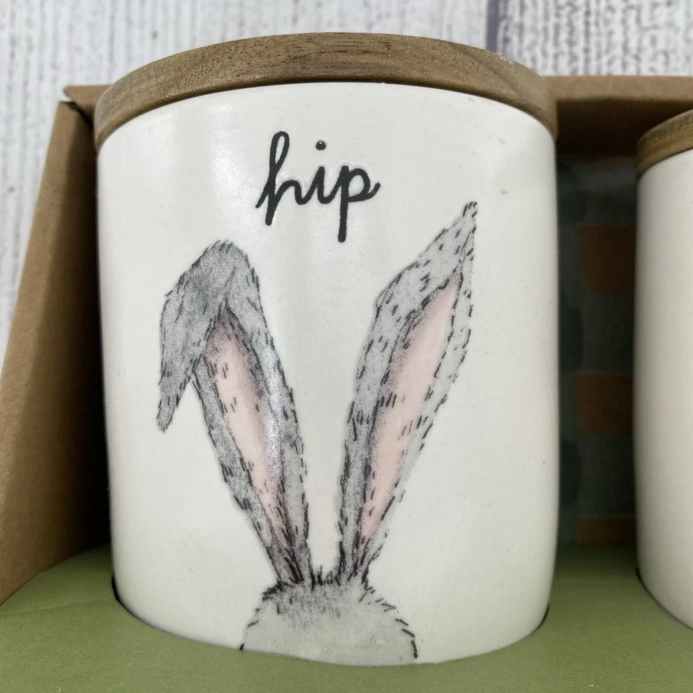 Rae Dunn Magenta Canister Jar Set Hip Hop Easter Bunny Ceramic Spring Summer